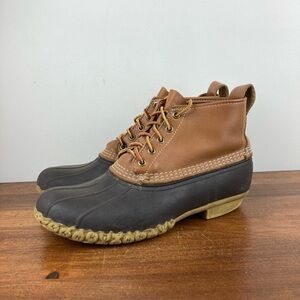 L.L. Bean Boots Brown Leather Rubber Duck Boots Men’s Size 10-10.5 Made In USA.
